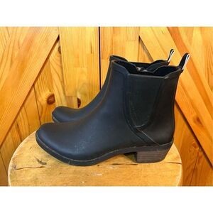 Lucky Brand Boot Sz 7 M Rain Boot Black Synthetic Women